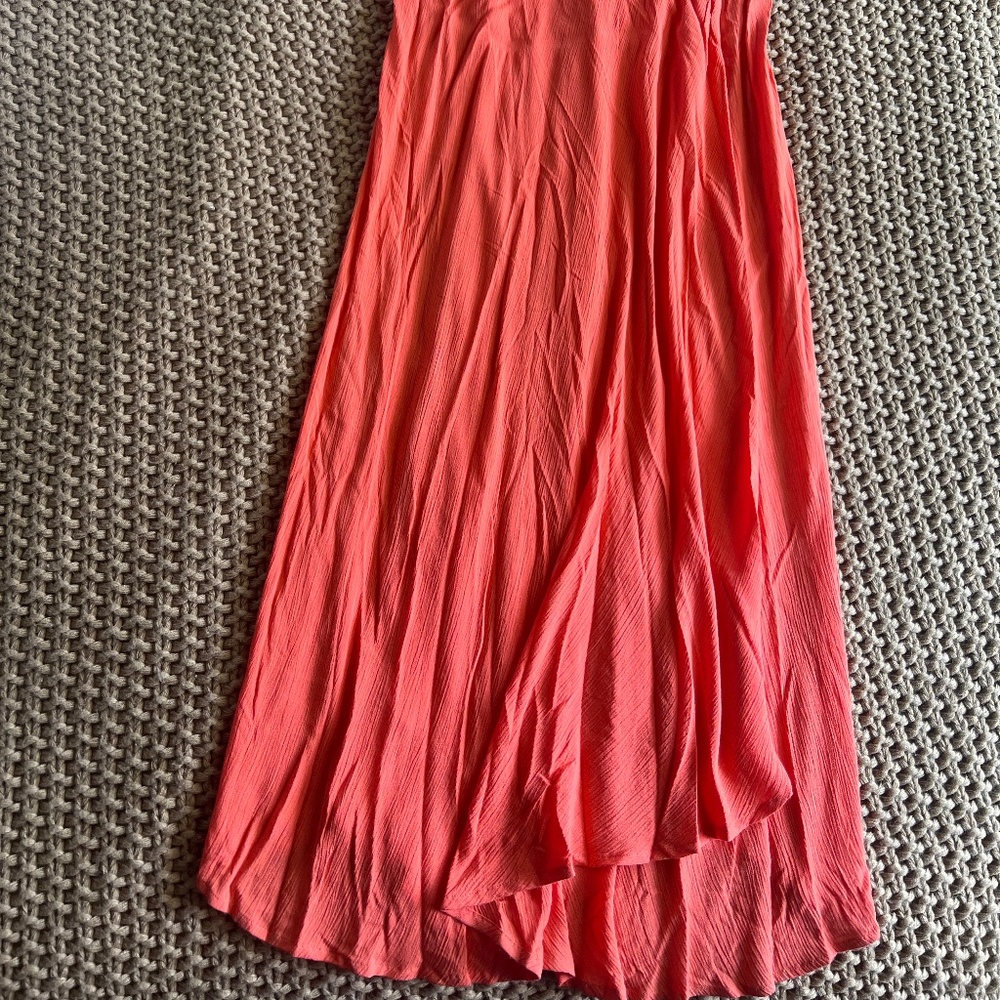 Flynn Skye Women’s Maxi High Waisted Slit Crepe Coral Pink Skirt S